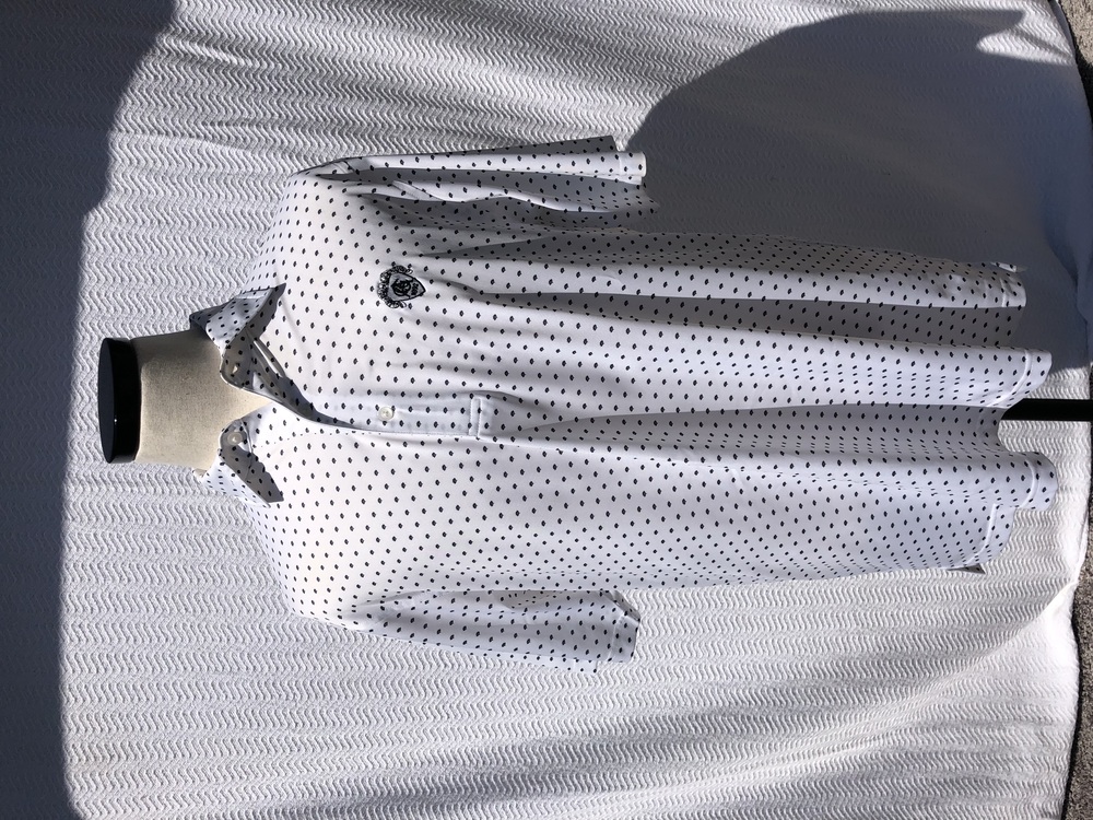 Donald Ross Men's Performance Polo White Shirt with Black pattern